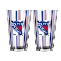 Logo Brands New York Rangers Two-Piece 16oz. Striped Pint Glass Set