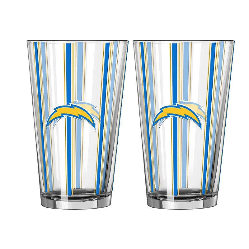 Logo Brands Los Angeles Chargers Two-Piece 16oz. Striped Pint Glass Set