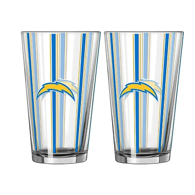 Logo Brands Los Angeles Chargers Two-Piece 16oz. Striped Pint Glass Set