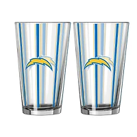 Logo Brands Los Angeles Chargers Two-Piece 16oz. Striped Pint Glass Set