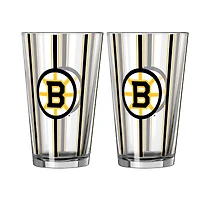 Logo Brands Boston Bruins Two-Piece 16oz. Striped Pint Glass Set