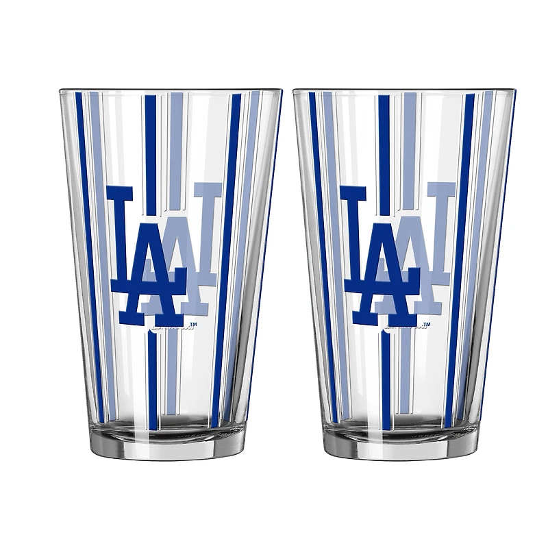 Logo Brands Los Angeles Dodgers Two-Piece 16oz. Striped Pint Glass Set