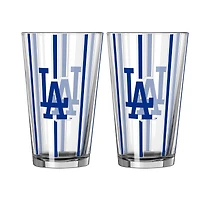 Logo Brands Los Angeles Dodgers Two-Piece 16oz. Striped Pint Glass Set