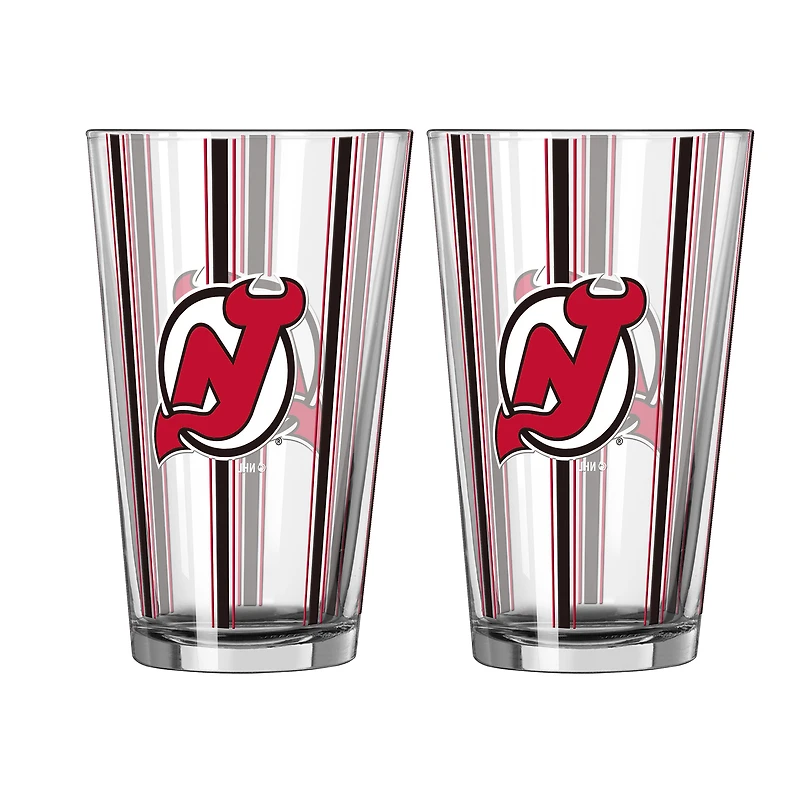 Logo Brands New Jersey Devils Two-Piece 16oz. Striped Pint Glass Set