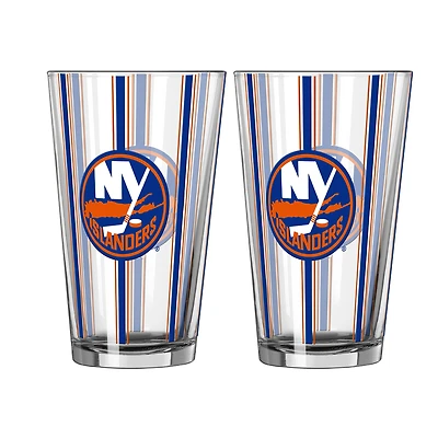 Logo Brands New York Islanders Two-Piece 16oz. Striped Pint Glass Set