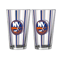 Logo Brands New York Islanders Two-Piece 16oz. Striped Pint Glass Set