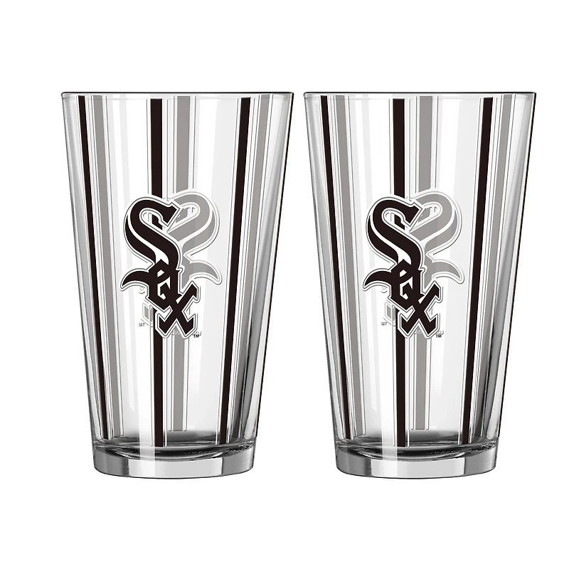 Logo Brands Chicago White Sox Two-Piece 16oz. Striped Pint Glass Set