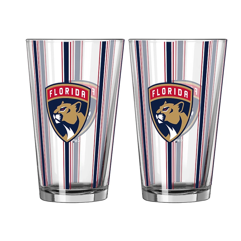 Logo Brands Florida Panthers Two-Piece 16oz. Striped Pint Glass Set