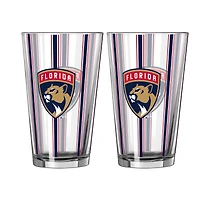 Logo Brands Florida Panthers Two-Piece 16oz. Striped Pint Glass Set