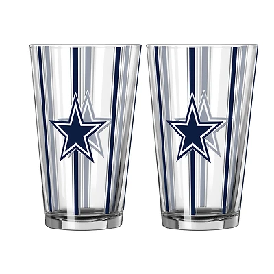 Logo Brands Dallas Cowboys Two-Piece 16oz. Striped Pint Glass Set