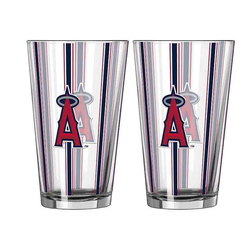 Logo Brands Los Angeles Angels Two-Piece 16oz. Striped Pint Glass Set