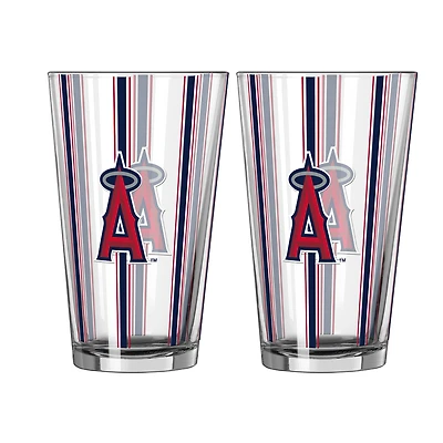 Logo Brands Los Angeles Angels Two-Piece 16oz. Striped Pint Glass Set
