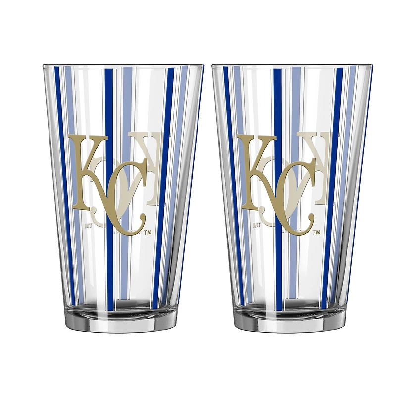 Logo Brands Kansas City Royals Two-Piece 16oz. Striped Pint Glass Set