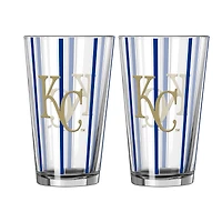 Logo Brands Kansas City Royals Two-Piece 16oz. Striped Pint Glass Set