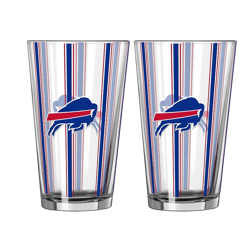 Logo Brands Buffalo Bills Two-Piece 16oz. Striped Pint Glass Set