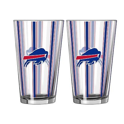 Logo Brands Buffalo Bills Two-Piece 16oz. Striped Pint Glass Set