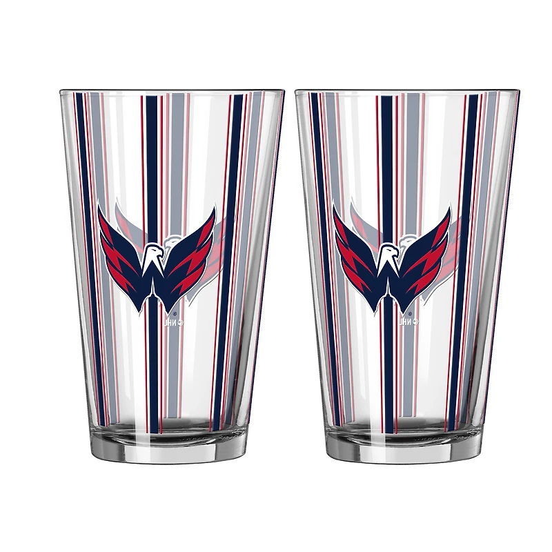 Logo Brands Washington Capitals Two-Piece 16oz. Striped Pint Glass Set