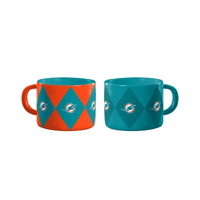 Logo Brands Miami Dolphins Two-Pack Diamond Mug Set