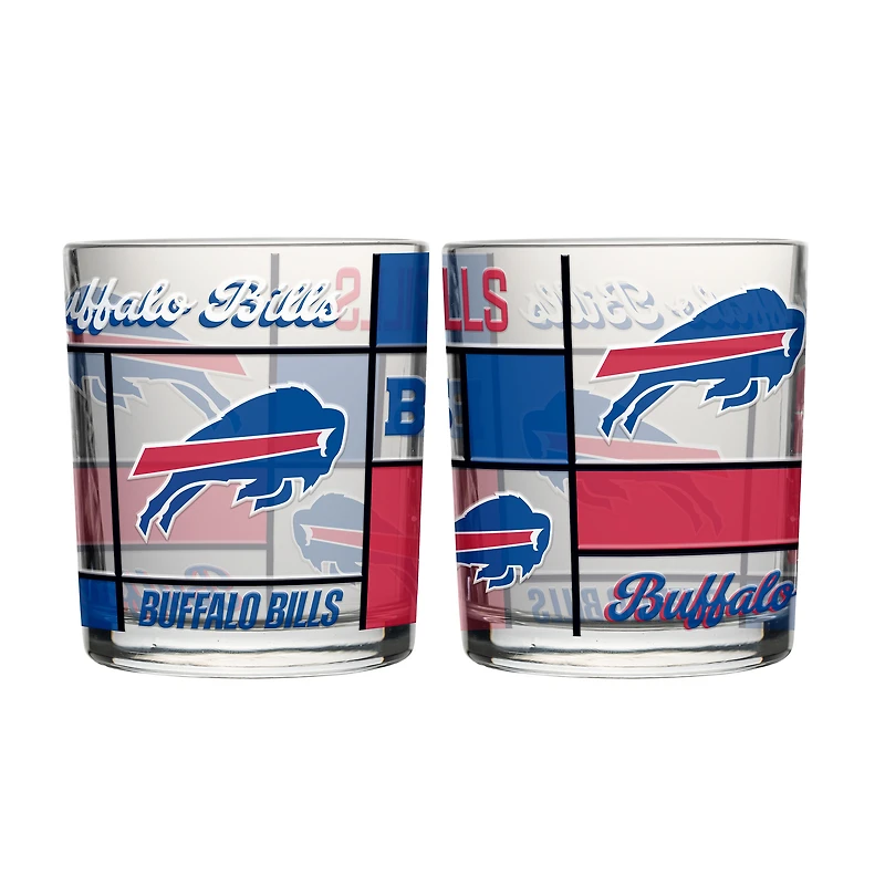 Logo Brands Buffalo Bills 12oz. Quilted Stained Two-Pack Rocks Glass Set