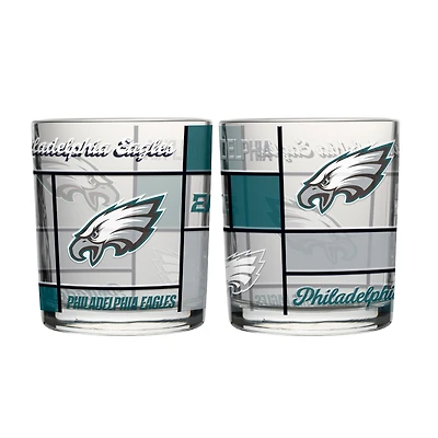 Logo Brands Philadelphia Eagles 12oz. Quilted Stained Two-Pack Rocks Glass Set