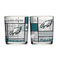 Logo Brands Philadelphia Eagles 12oz. Quilted Stained Two-Pack Rocks Glass Set