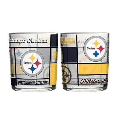 Logo Brands Pittsburgh Steelers 12oz. Quilted Stained Two-Pack Rocks Glass Set