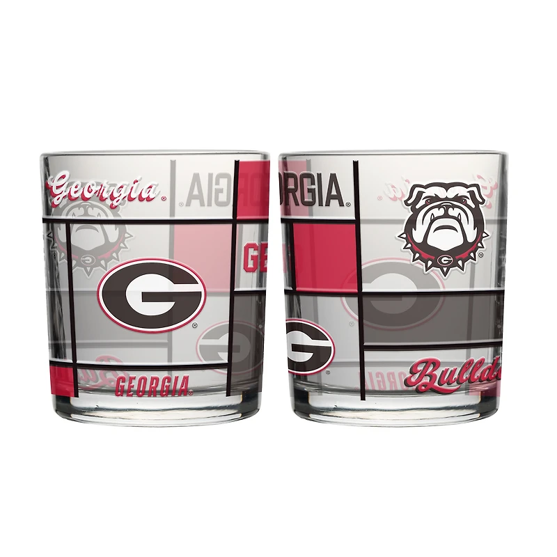 Logo Brands Georgia Bulldogs 12oz. Quilted Stained Two-Pack Rocks Glass Set