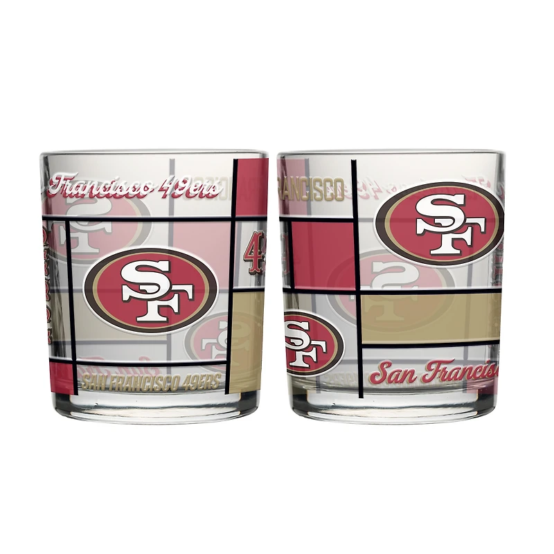 Logo Brands San Francisco 49ers 12oz. Quilted Stained Two-Pack Rocks Glass Set