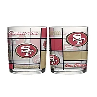 Logo Brands San Francisco 49ers 12oz. Quilted Stained Two-Pack Rocks Glass Set