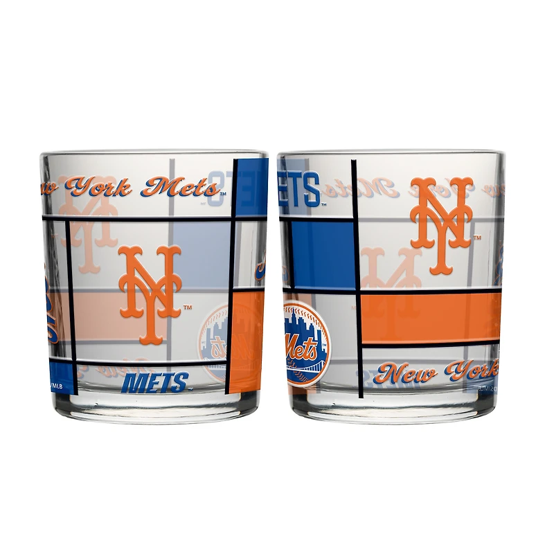 Logo Brands New York Mets 12oz. Quilted Stained Two-Pack Rocks Glass Set