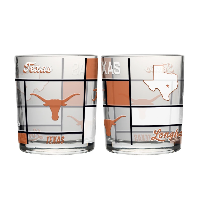 Logo Brands Texas Longhorns 12oz. Quilted Stained Two-Pack Rocks Glass Set