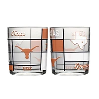 Logo Brands Texas Longhorns 12oz. Quilted Stained Two-Pack Rocks Glass Set