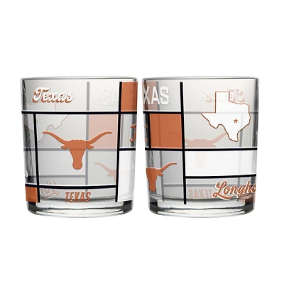 Logo Brands Texas Longhorns 12oz. Quilted Stained Two-Pack Rocks Glass Set