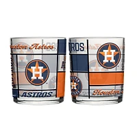 Logo Brands Houston Astros 12oz. Quilted Stained Two-Pack Rocks Glass Set