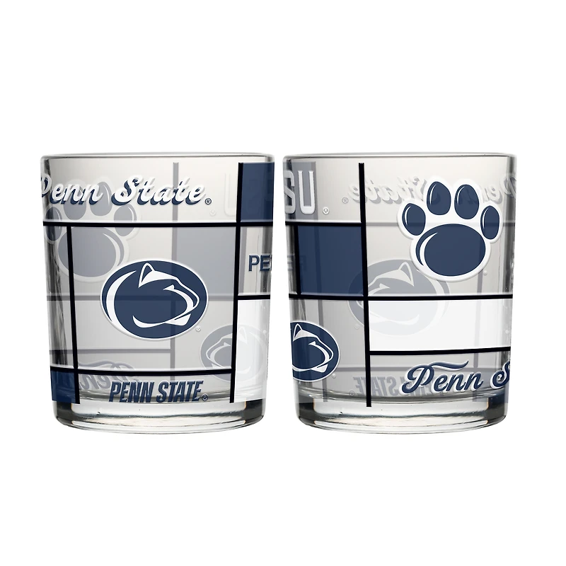 Logo Brands Penn State Nittany Lions 12oz. Quilted Stained Two-Pack Rocks Glass Set