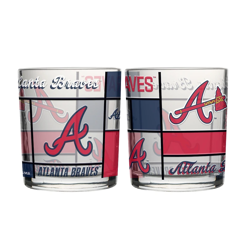 Logo Brands Atlanta Braves 12oz. Quilted Stained Two-Pack Rocks Glass Set