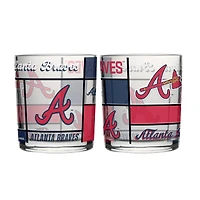 Logo Brands Atlanta Braves 12oz. Quilted Stained Two-Pack Rocks Glass Set