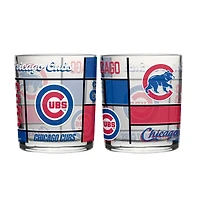 Logo Brands Chicago Cubs 12oz. Quilted Stained Two-Pack Rocks Glass Set
