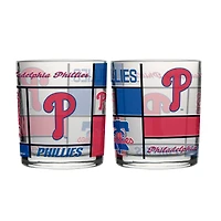 Logo Brands Philadelphia Phillies 12oz. Quilted Stained Two-Pack Rocks Glass Set