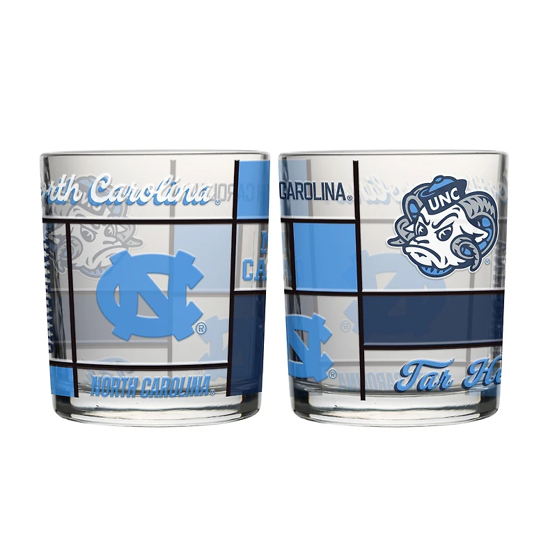 Logo Brands North Carolina Tar Heels 12oz. Quilted Stained Two-Pack Rocks Glass Set