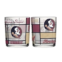 Logo Brands Florida State Seminoles 12oz. Quilted Stained Two-Pack Rocks Glass Set