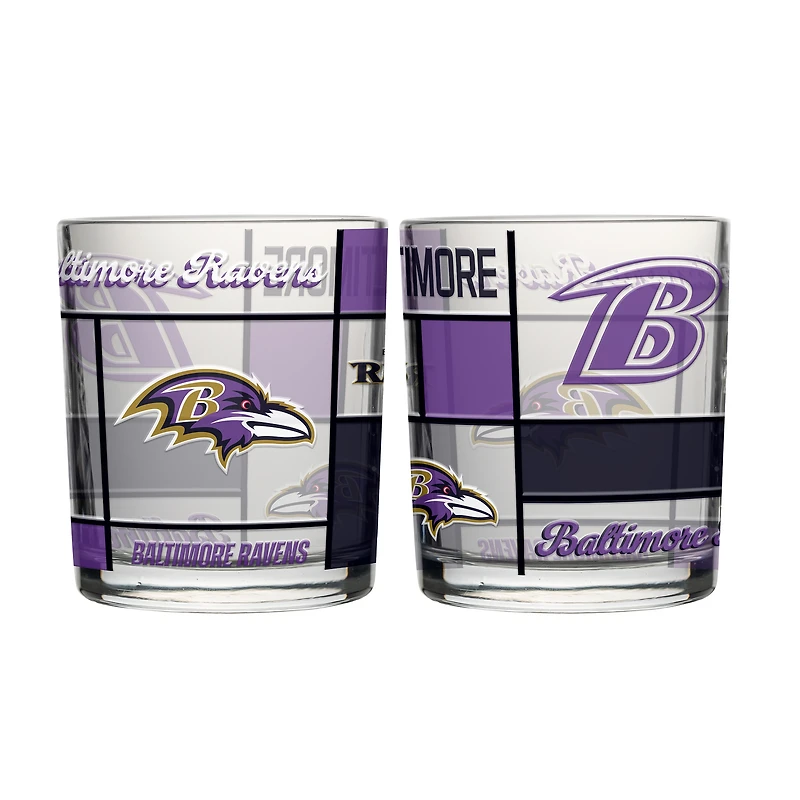 Logo Brands Baltimore Ravens 12oz. Quilted Stained Two-Pack Rocks Glass Set