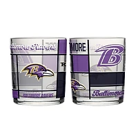 Logo Brands Baltimore Ravens 12oz. Quilted Stained Two-Pack Rocks Glass Set