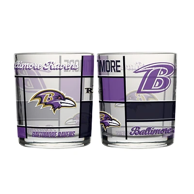 Logo Brands Baltimore Ravens 12oz. Quilted Stained Two-Pack Rocks Glass Set