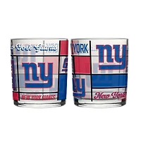 Logo Brands New York Giants 12oz. Quilted Stained Two-Pack Rocks Glass Set