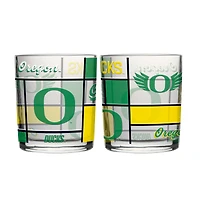 Logo Brands Oregon Ducks 12oz. Quilted Stained Two-Pack Rocks Glass Set