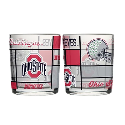 Logo Brands Ohio State Buckeyes 12oz. Quilted Stained Two-Pack Rocks Glass Set