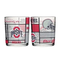 Logo Brands Ohio State Buckeyes 12oz. Quilted Stained Two-Pack Rocks Glass Set