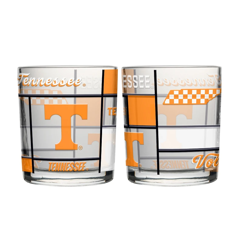 Logo Brands Tennessee Volunteers 12oz. Quilted Stained Two-Pack Rocks Glass Set