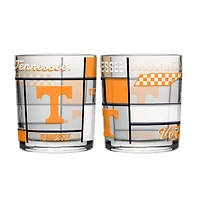 Logo Brands Tennessee Volunteers 12oz. Quilted Stained Two-Pack Rocks Glass Set